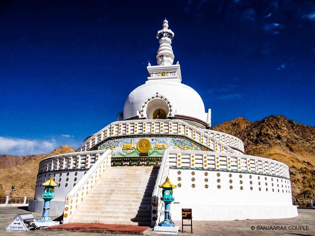 Shanti Stupa in bright day light